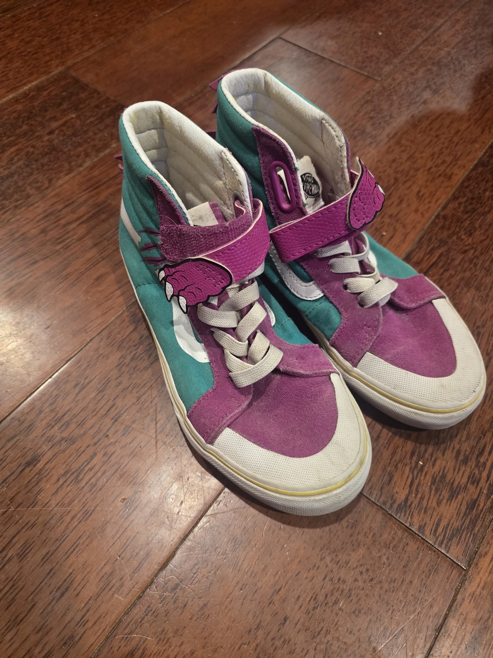 Vans Kids High-Top Sneakers in Teal and Magenta with Strap